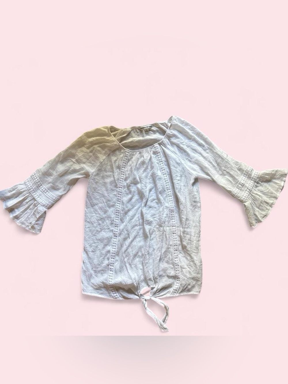 Women's White Tie-Hem Peasant Blouse